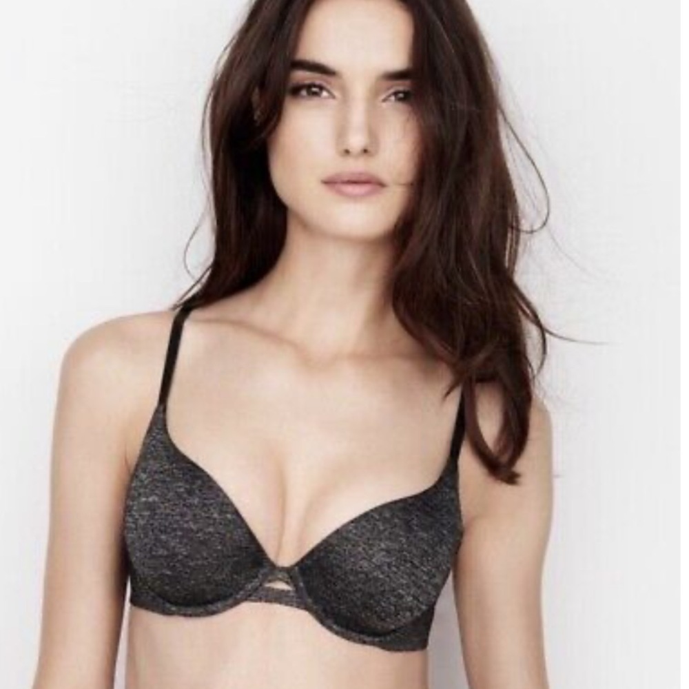 Victoria's Secret Padded Underwire Perfect Coverage Bra Silver Gray - Size 34B